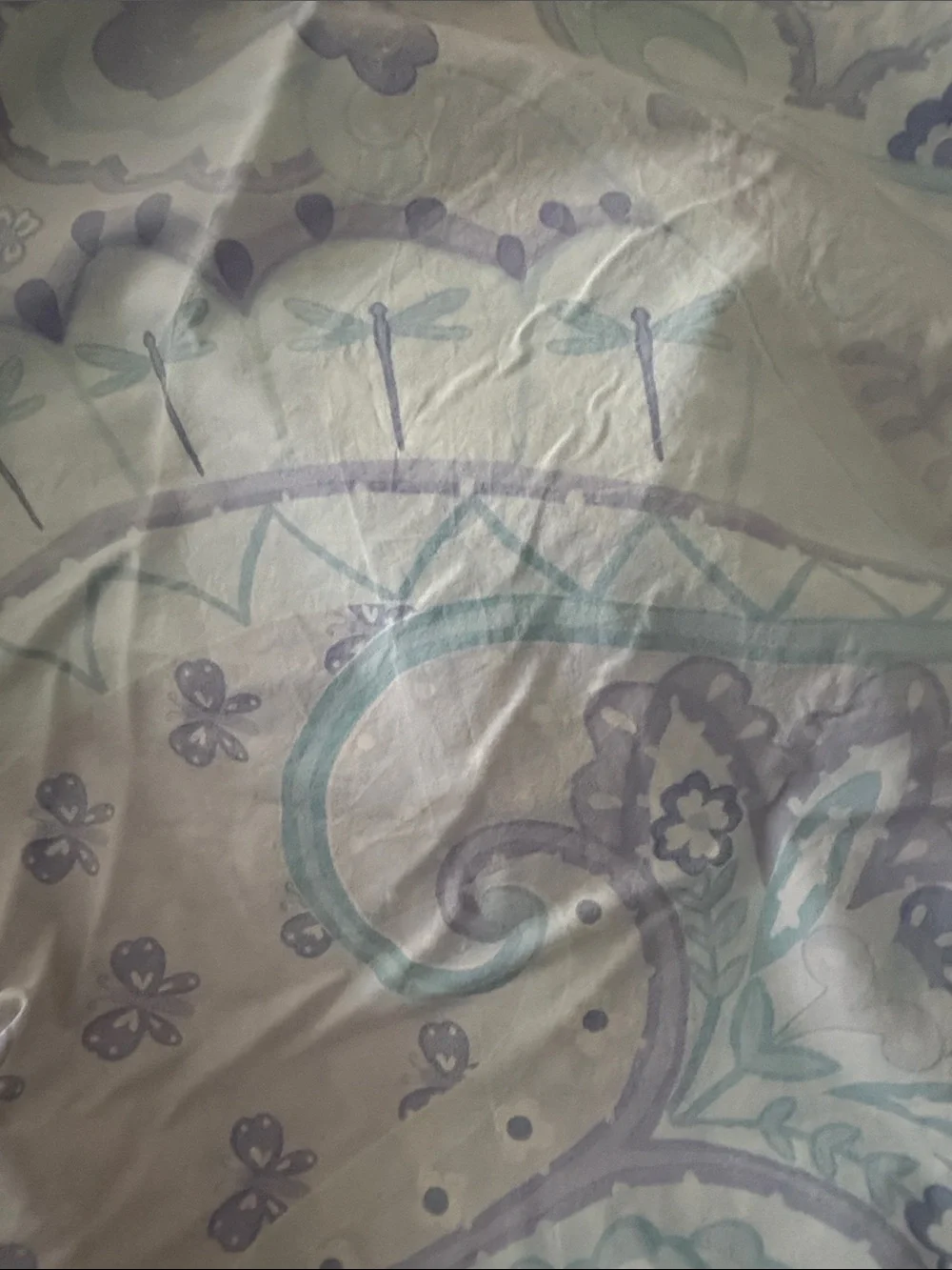 PBK Lavender Turquoise Floral Seashell Reversible Duvet Cover & Pillow Sham